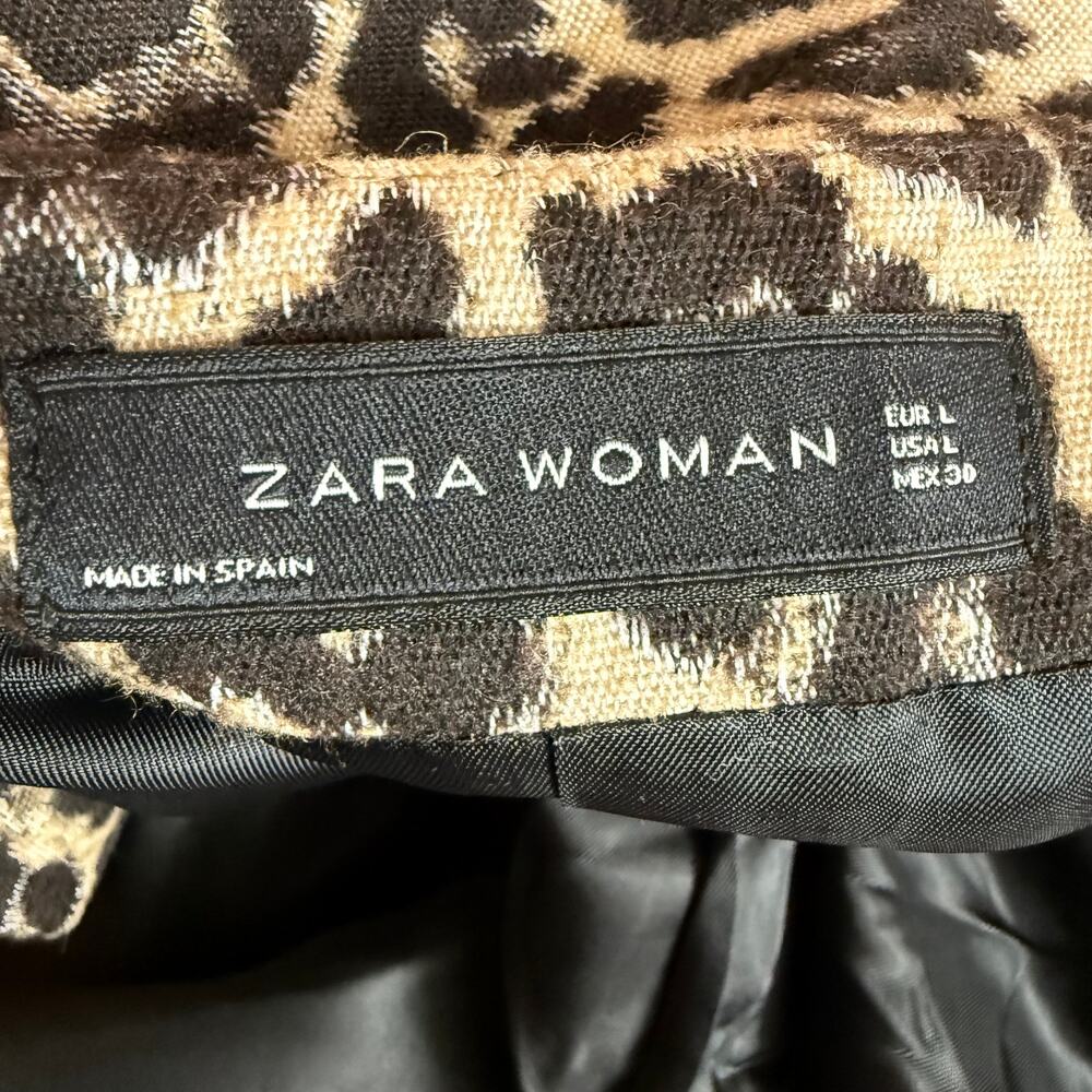 Zara Woman Leopard Print Zipper Front Blazer Jacket Lightweight Size Large - Picture 8 of 9